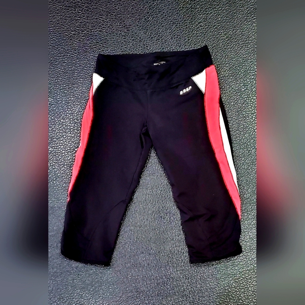 Bebe Sport Logo Black/White/Rouge Cropped Pants - S/M.